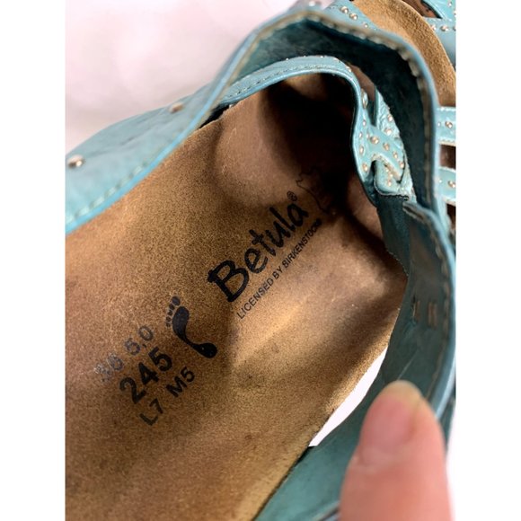 Betula By Birkenstock Women's Turquoise Lambada Studded Sandals Size 7 - Picture 5 of 12